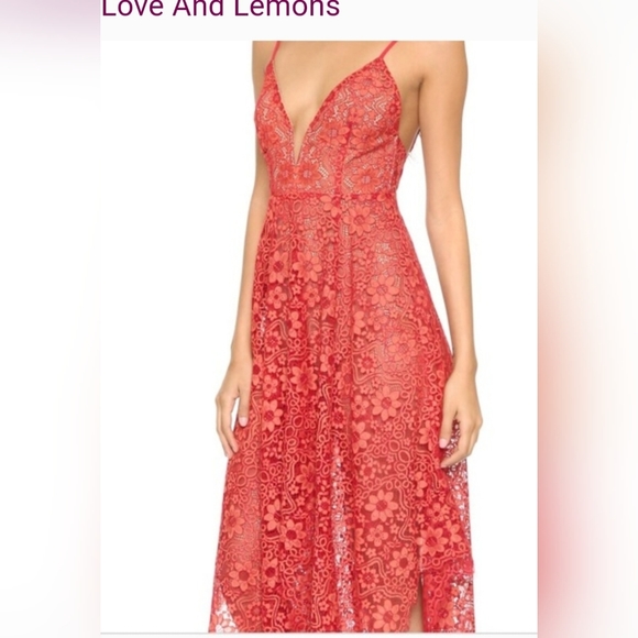 For Love And Lemons Dresses & Skirts - For Love And Lemons Red Lace Maxi Dress